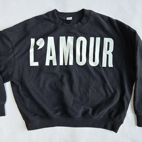 Clare Vivier L'Amour Le Drop Sweatshirt Black Top Clare V Womens Size Large EUC - Picture 6 of 13